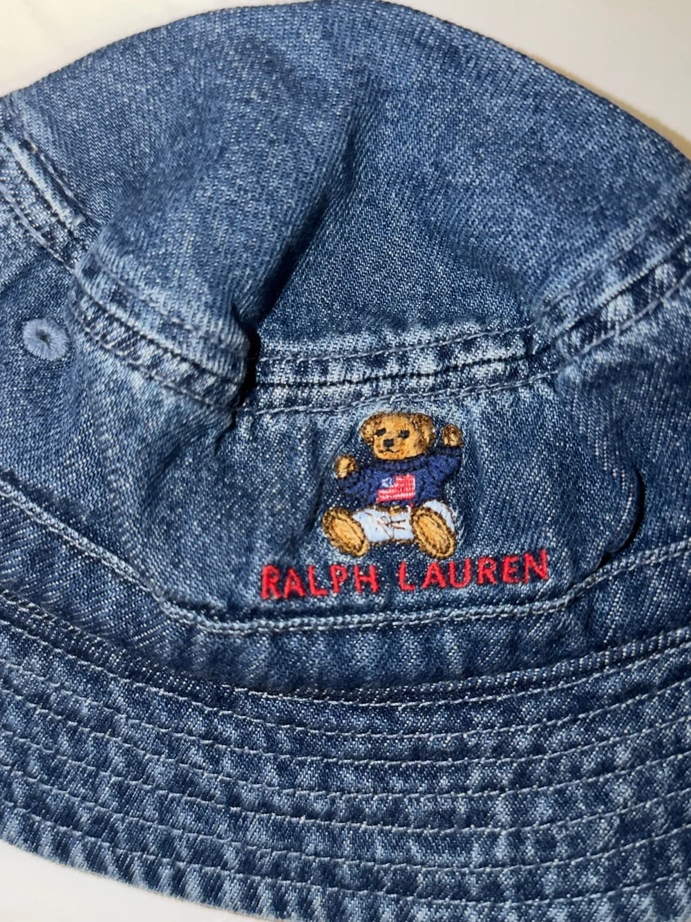 Ralph Lauren Navy Denim Kids Polo Bear Bucket Hat